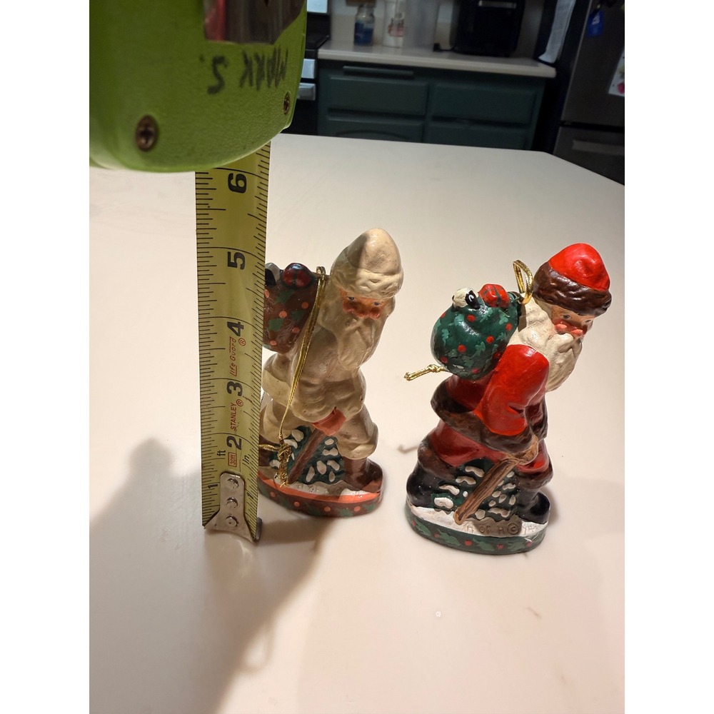 Vintage House of Hatten Santa Ornament Set Father Christmas 1994 Folk Art w/ Tag - Picture 10 of 10